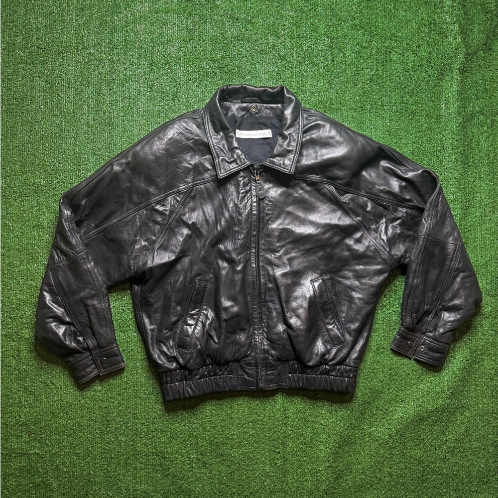 Andrew Marc Black Leather Jacket L